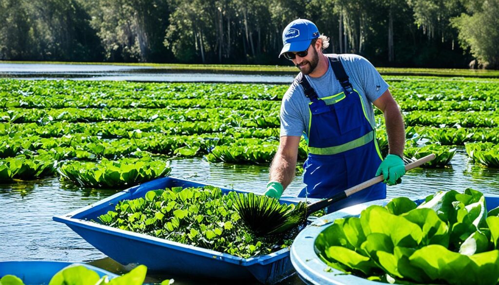 Florida water lettuce removal techniques