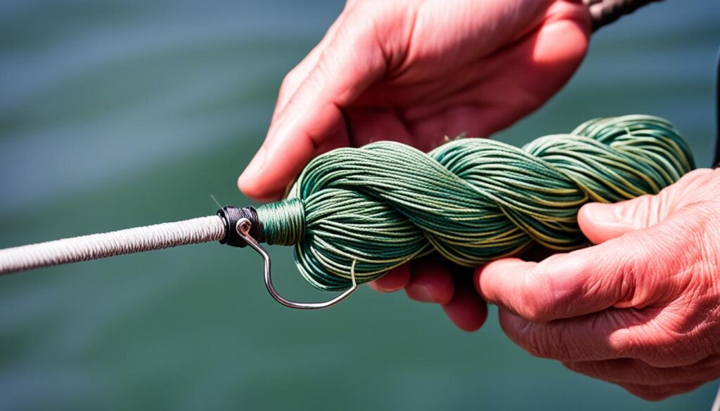 tying a fishing knot